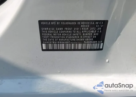 2021 Volkswagen Jetta 1.4T R-Line/1.4T S/1.4T Se from USA, damaged, VIN 3VWC57BU1MM043057